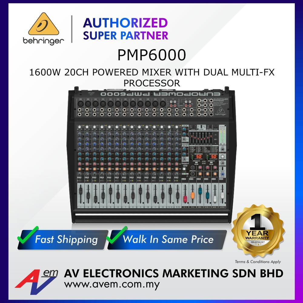 BEHRINGER EUROPOWER PMP6000 1600Watt 20Channel Powered Mixer with
